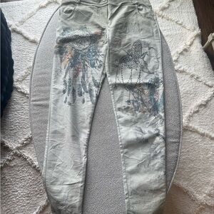 Women’s Casual Pants - light green with colorful accents